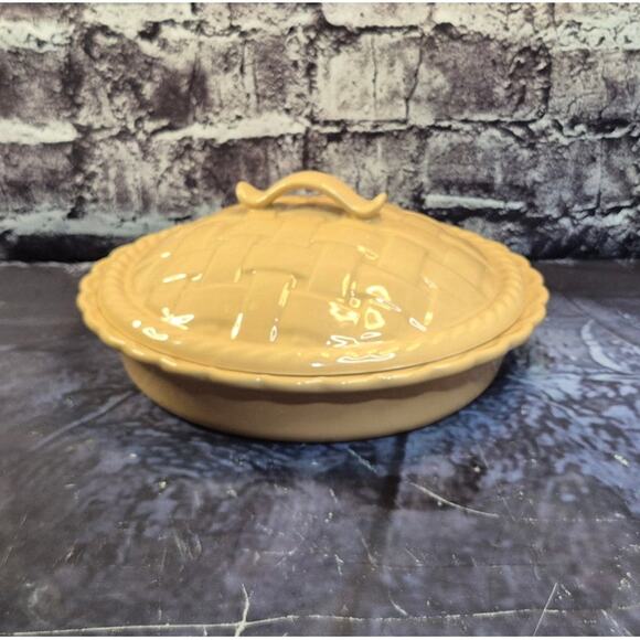 Vintage Ceramic Pied Dish Holder basket-weave lid - Picture 1 of 6